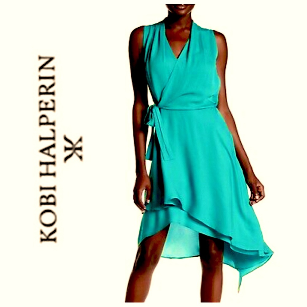 ❌SOLD❌ Kobi Halperin Blair faux Wrap Silk Dress - Picture 1 of 9